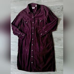 Corduroy Long Sleeved Shirt Dress